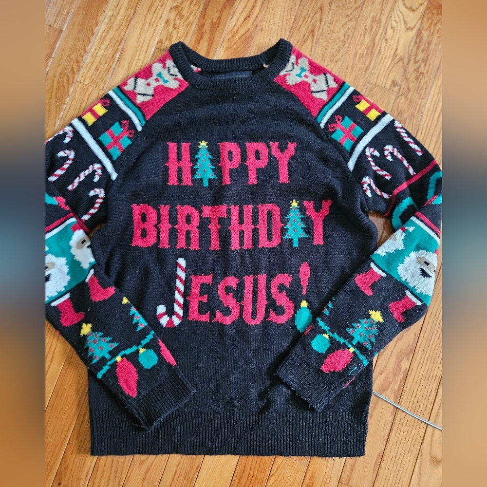 Black Christmas Sweater with Festive Design